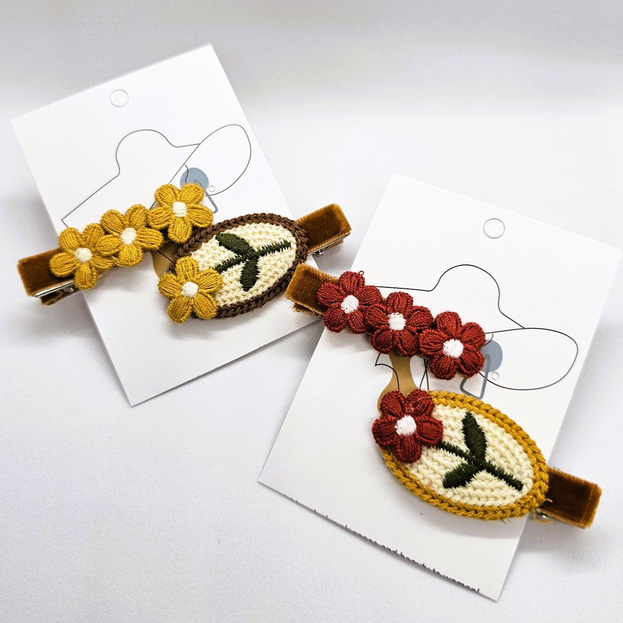 Nancy Embroidered Alligator Clip - Pair