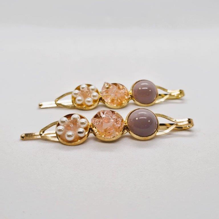 Jennie Resin, Pearl & Crystal Hair Slide - Pair