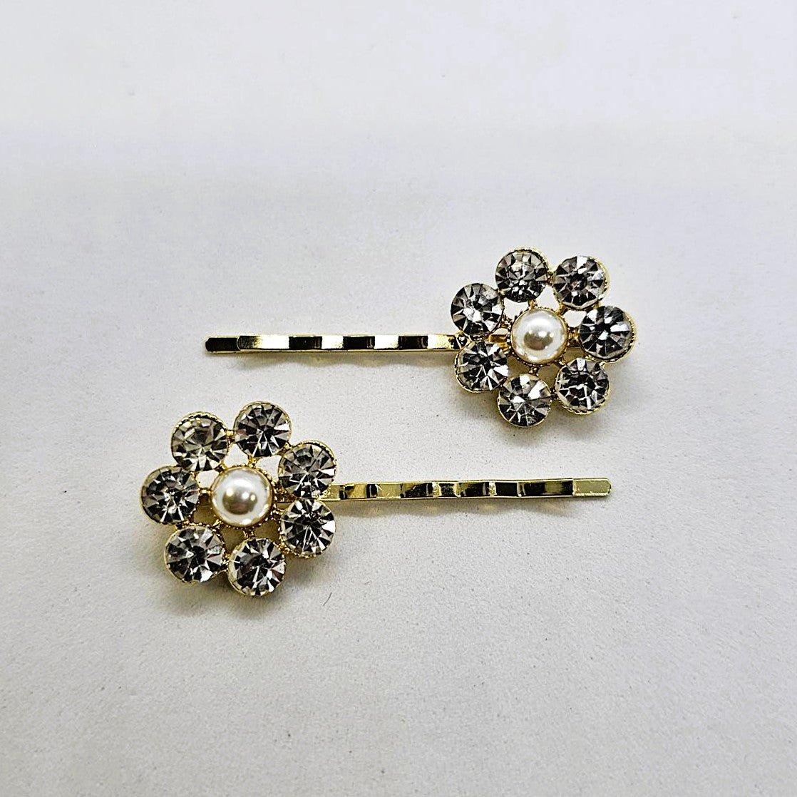 Brooke Gold & Crystal Premium Hair Slide - Pair