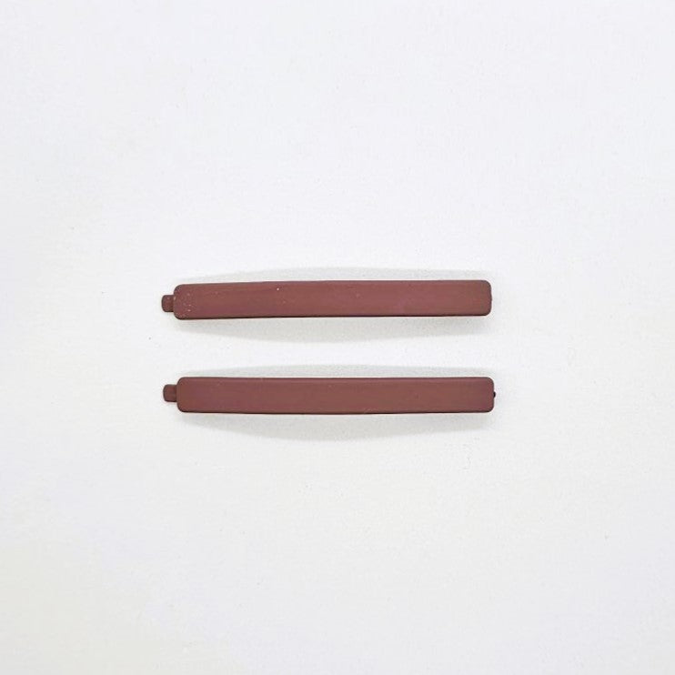 Olive Matte Resin Hair Slide - Pair