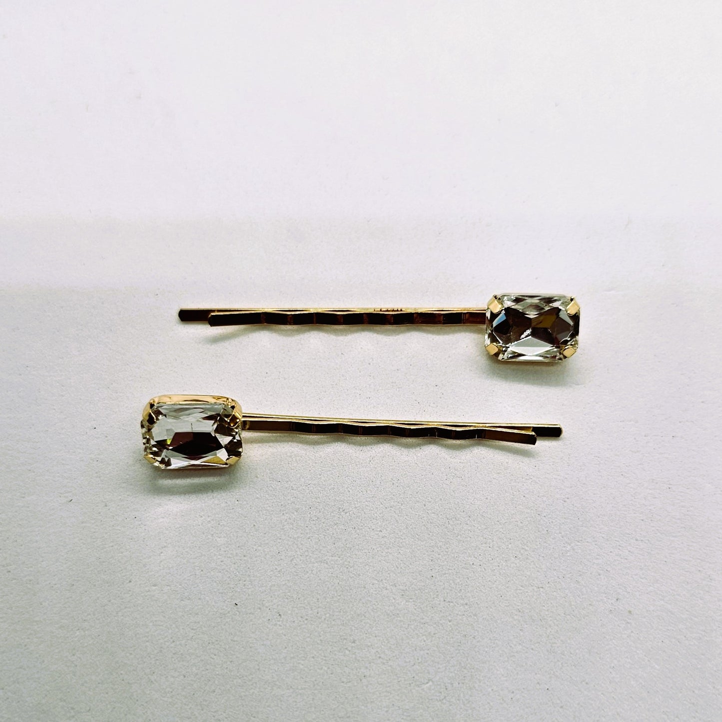 Fleur Gold Crystal & Diamante Hair Slide - Pair