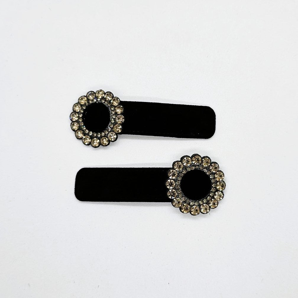 Vienna Velvet & Diamante Snap Clip - Pair