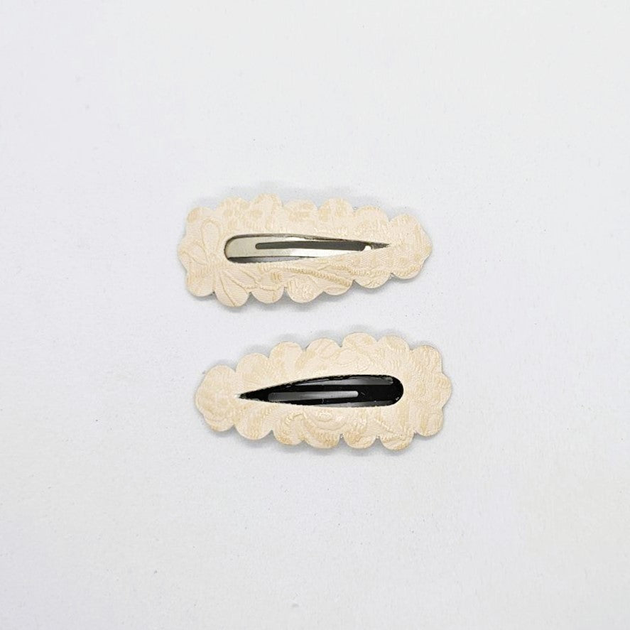 Brocade Handmade Leatherette Snap Clip - Pair
