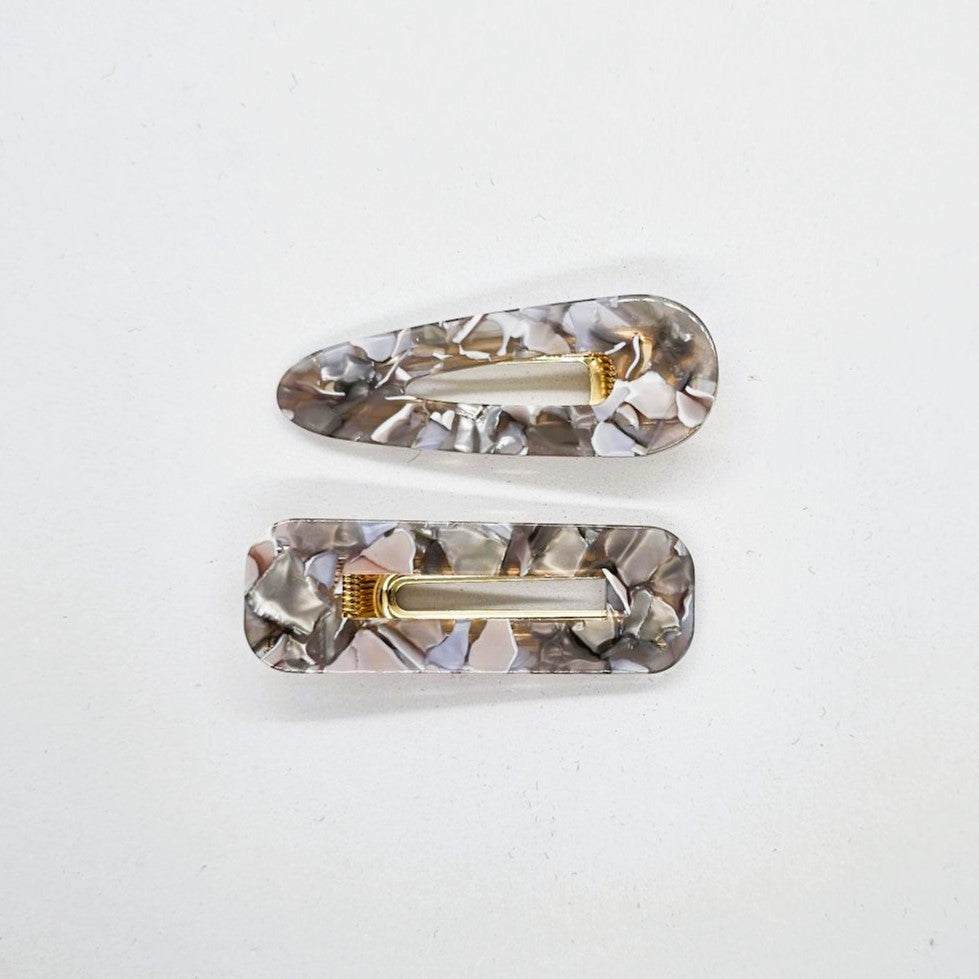 Valentia Marbled Resin Alligator Clip - Pair