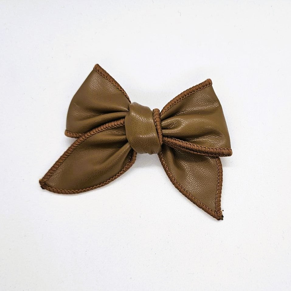 Ivanka Faux Leather Bow on Alligator Clip