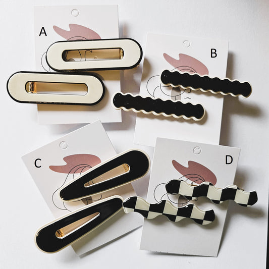 Monochrome Alligator Clip - Pair