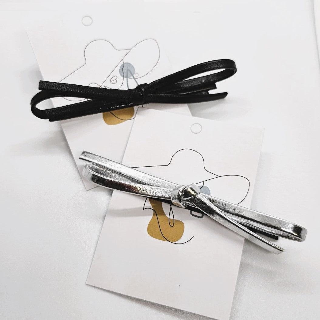 Shoestring Faux Leather Bow