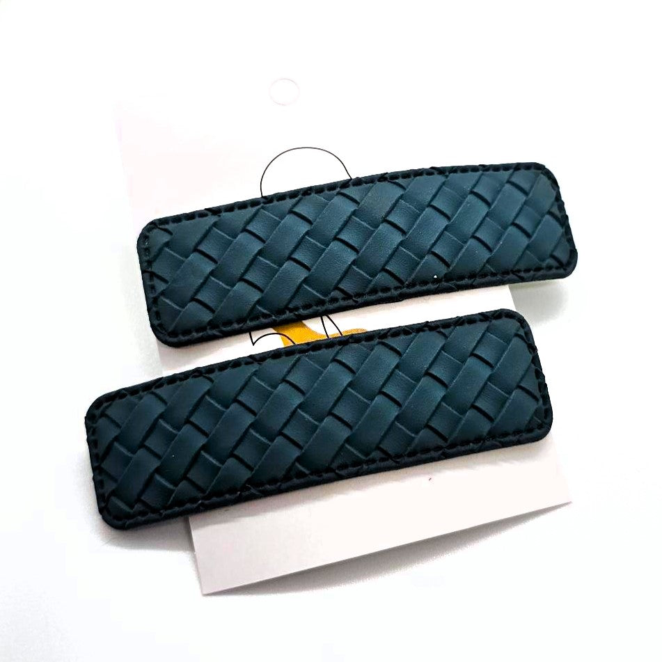 Britt Faux Leather Woven Snap Clip - Pair