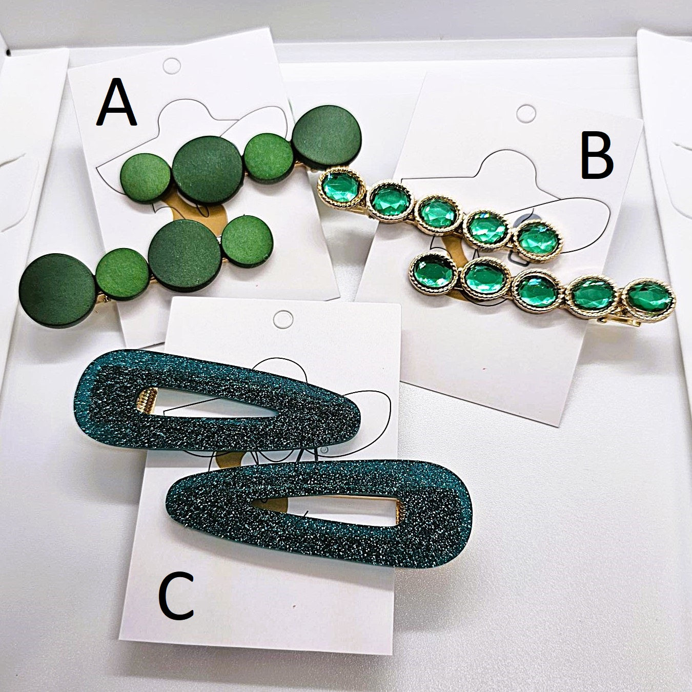 Emerald Alligator Clip - Pair