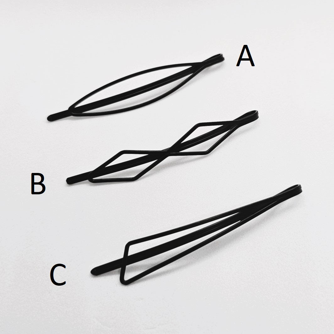 Alison Basic Black Wire Hair Slide - Pair