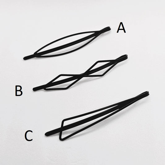 Alison Basic Black Wire Hair Slide - Pair