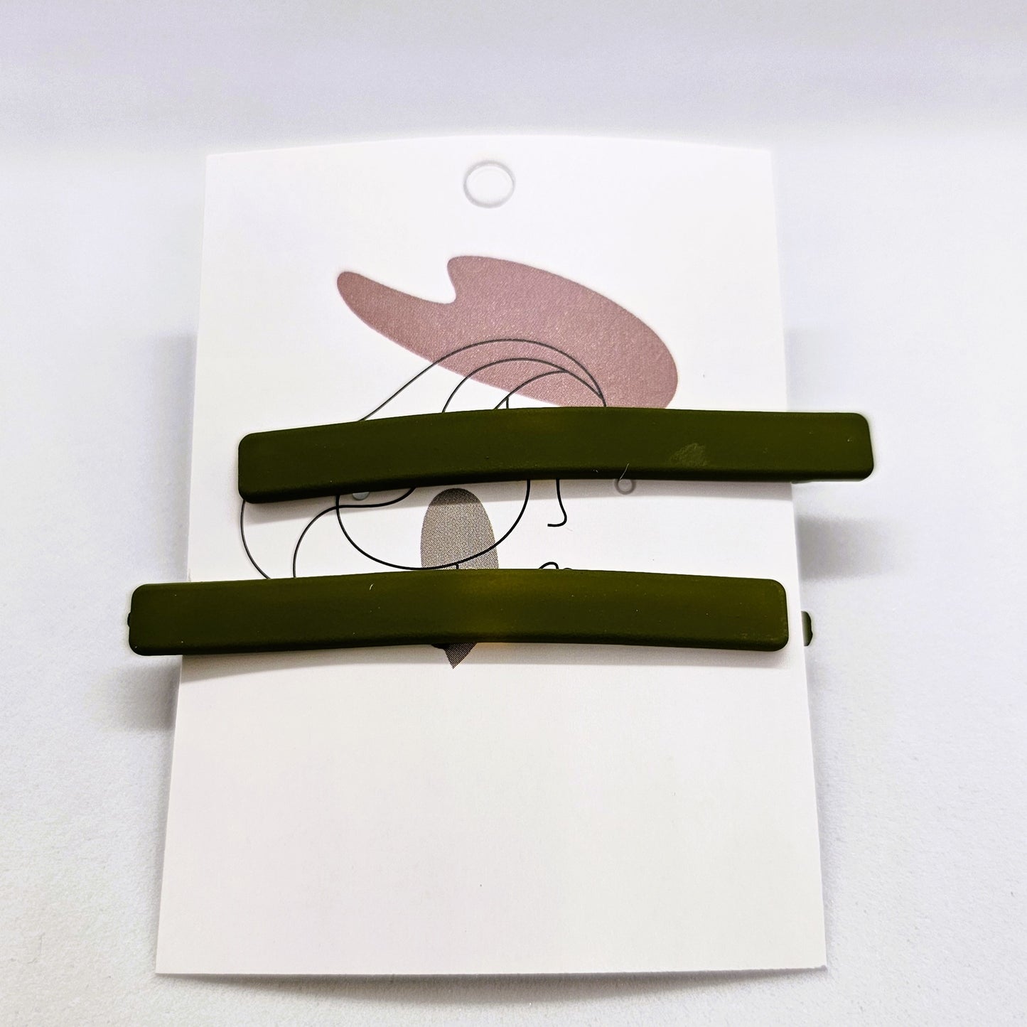 Olive Matte Resin Hair Slide - Pair