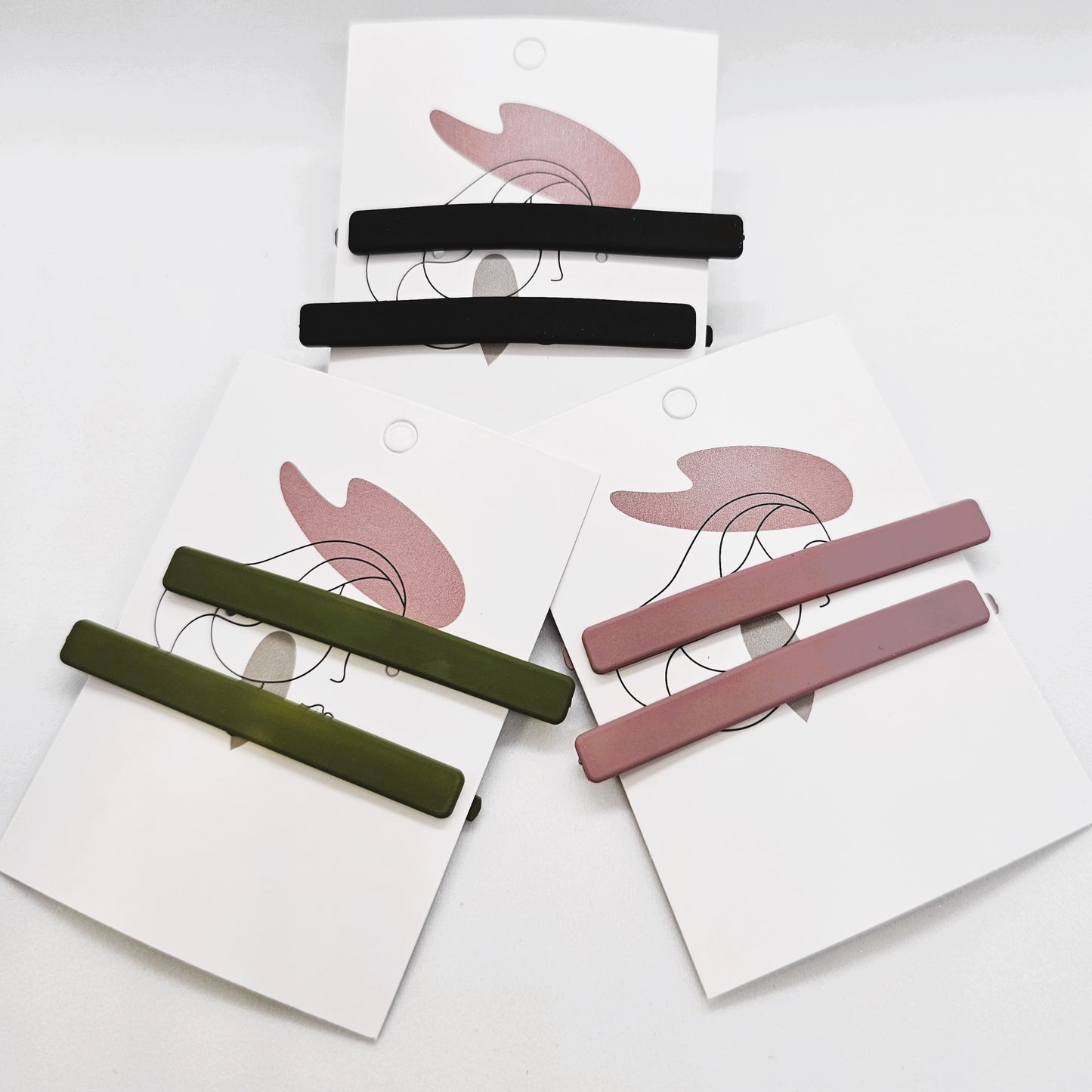 Olive Matte Resin Hair Slide - Pair