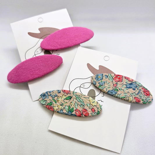 Beatrix Junior Fabric Covered Snap Clip - Pair