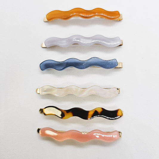 Wanda Wavy Resin Hair Slide - Pair