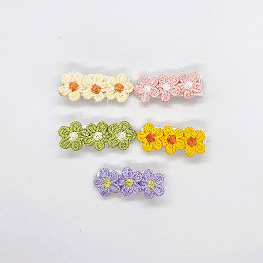 Clover Junior Fabric Flowers Mini Alligator Clip - Pair