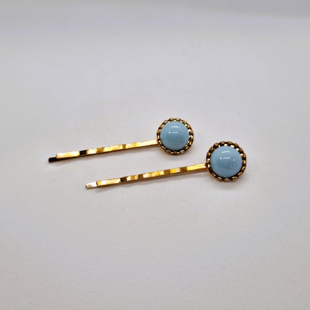 Azure Pearl Hair Slide - Pair