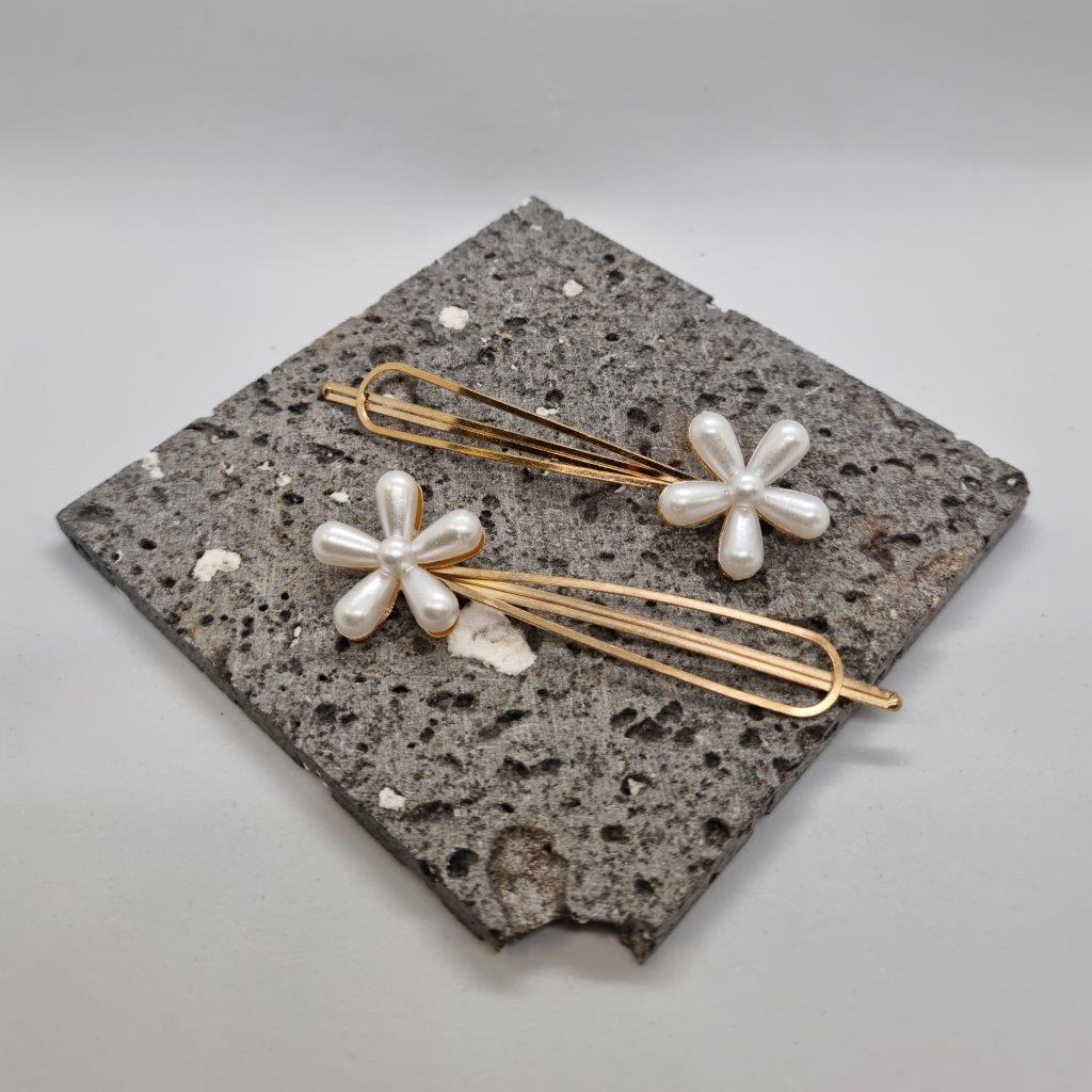 Azure Pearl Hair Slide - Pair