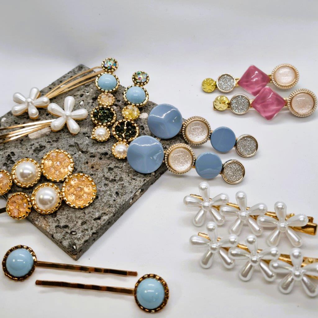 Azure Pearl Alligator Clip - Pair