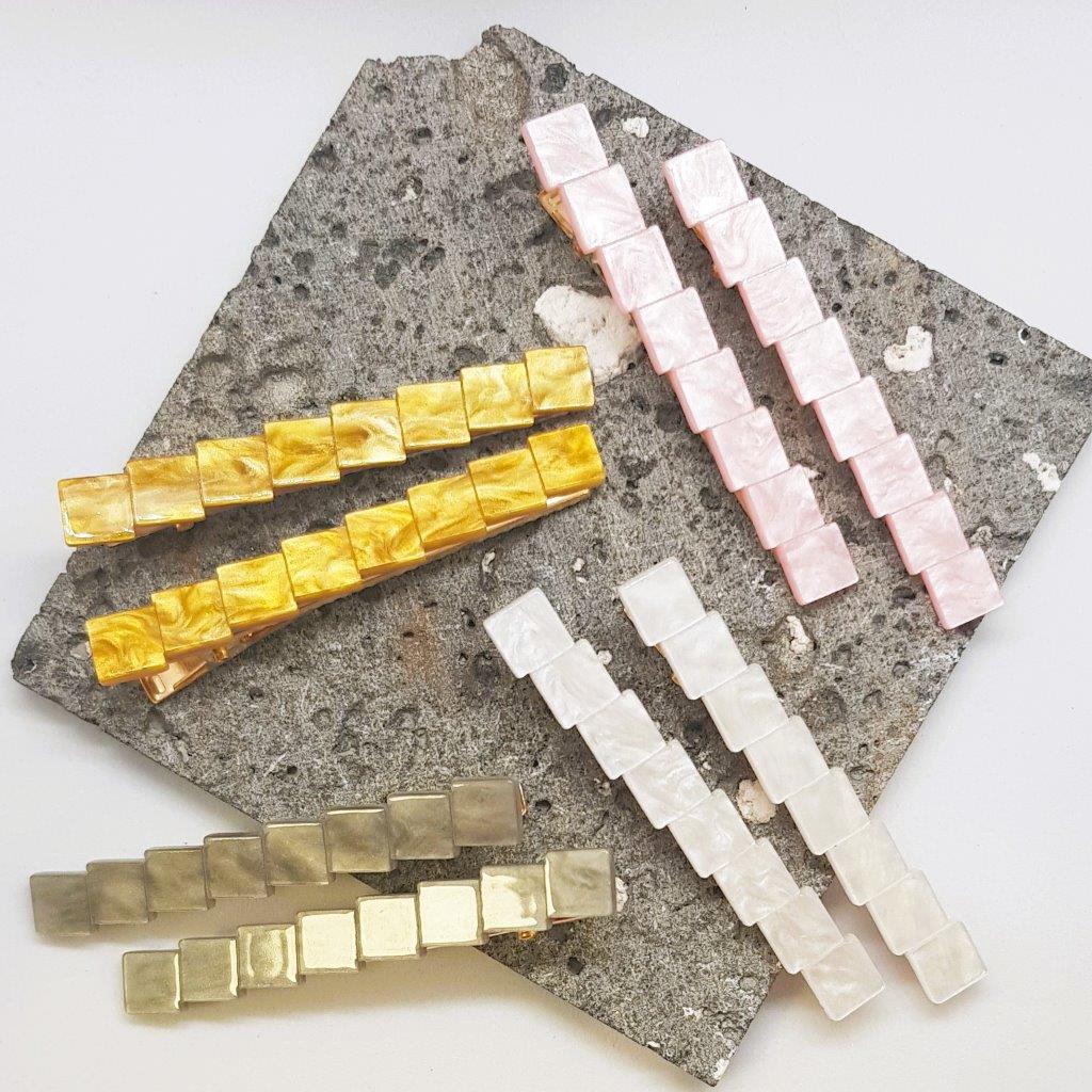 Charlotte Marbled Resin Alligator Clip - Pair