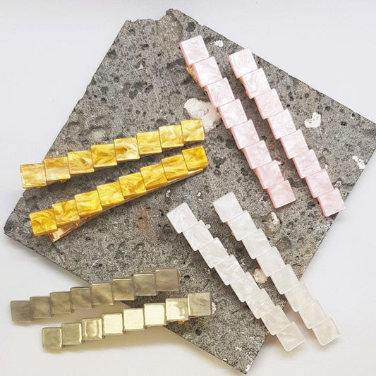 Charlotte Marbled Resin Alligator Clip - Pair