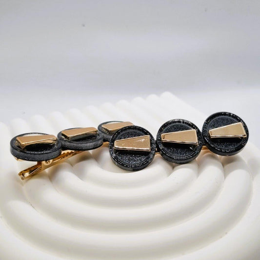 Amelia Gunmetal & Gold Resin Alligator Clip - Pair