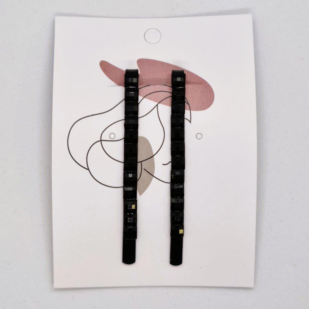 Cubic Basics Black Hair Slide - Pair