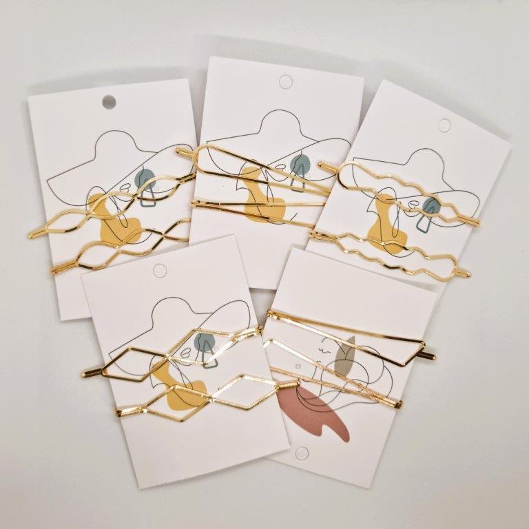 Alison Basic Gold Wire Hair Slide - Pair