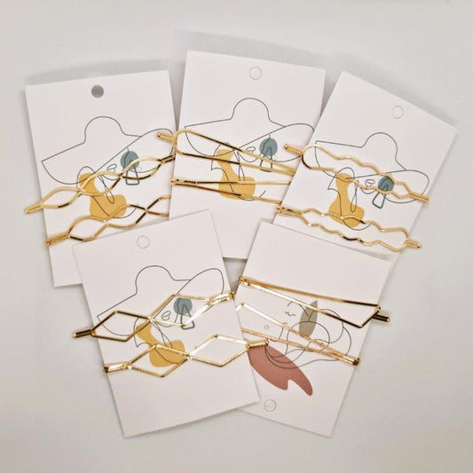 Alison Basic Gold Wire Hair Slide - Pair