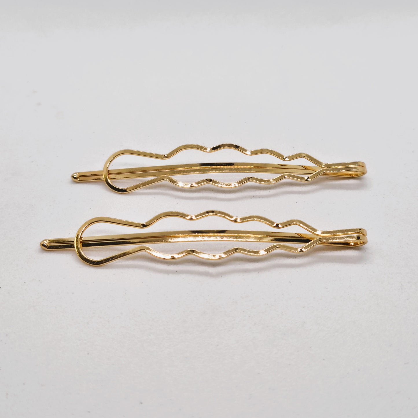 Alison Basic Gold Wire Hair Slide - Pair