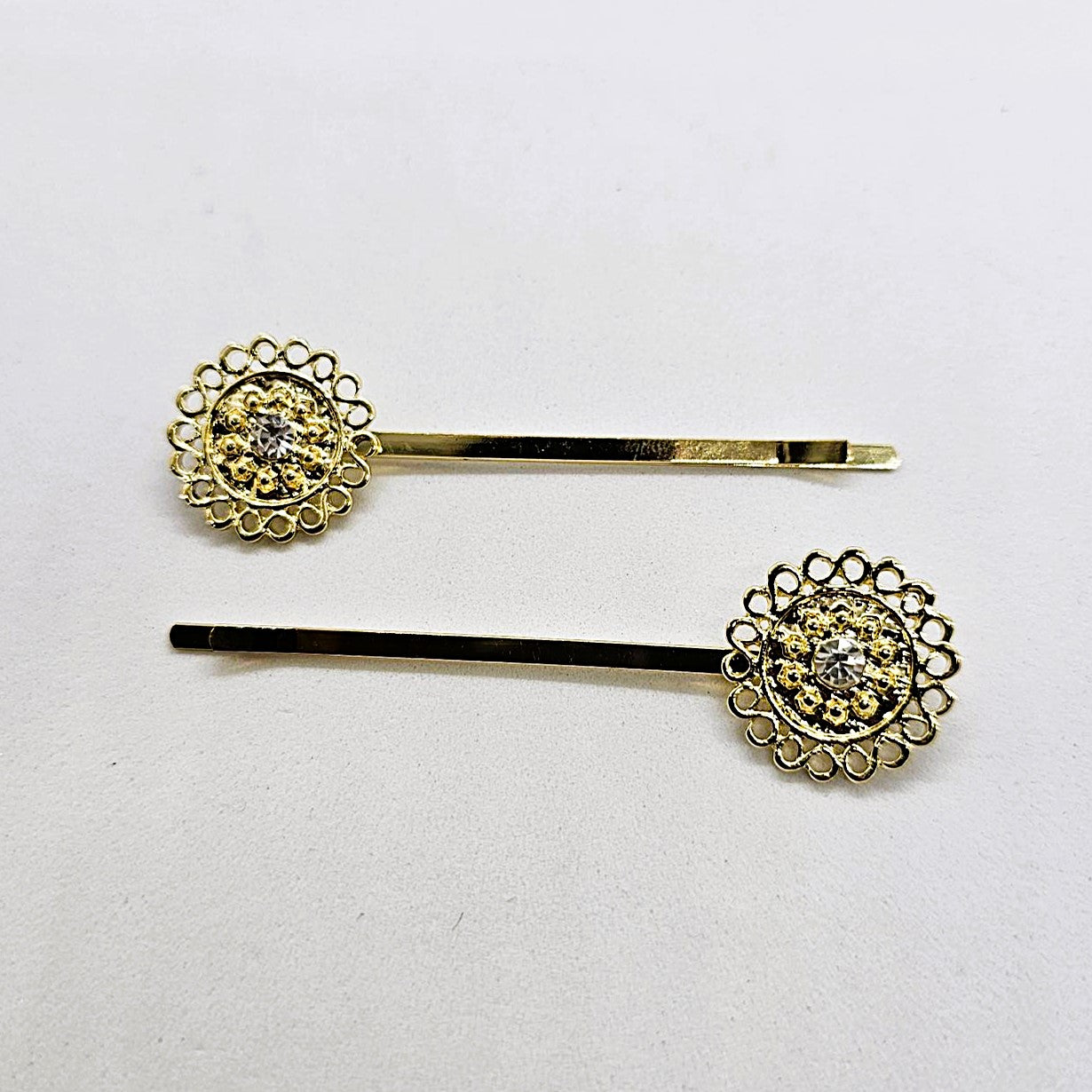 Brooke Gold & Crystal Premium Hair Slide - Pair