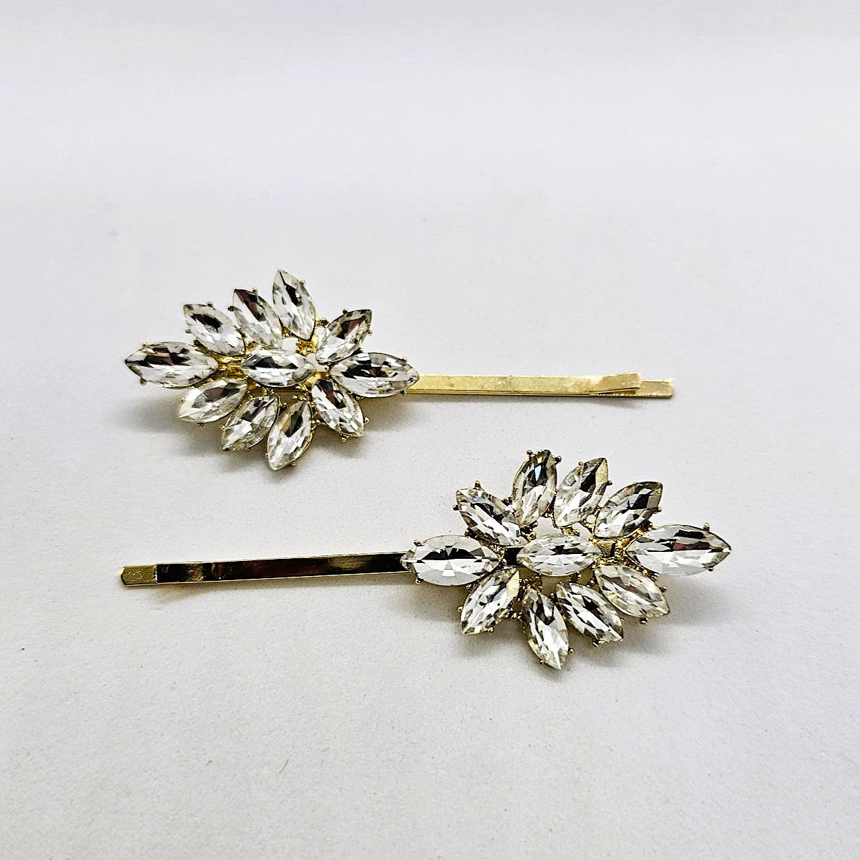Brooke Gold & Crystal Premium Hair Slide - Pair