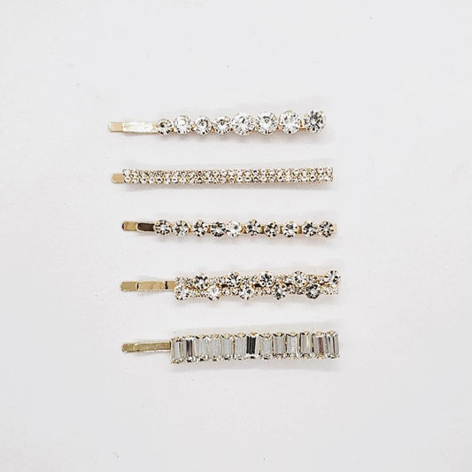 Eloise Premium Metal & Crystal Hair Slide - Pair