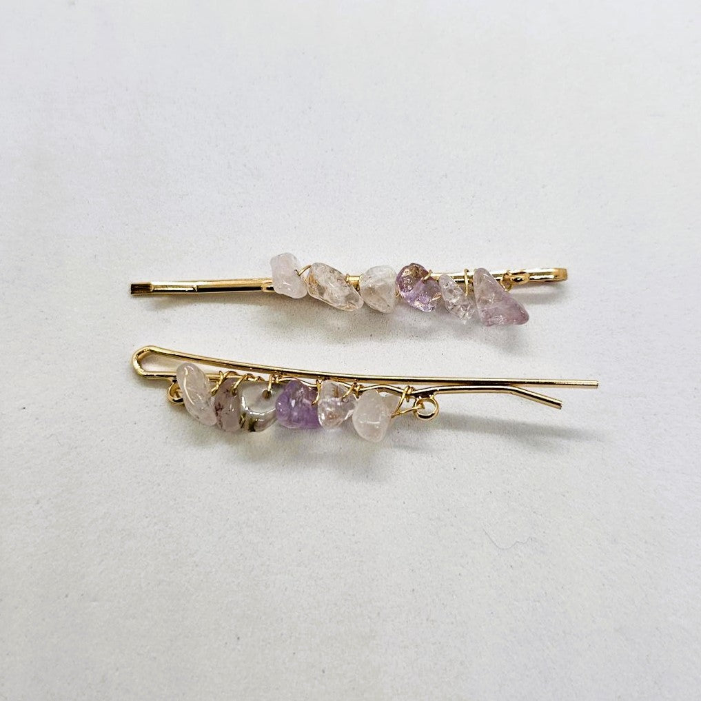 Stonehenge Rock-Encrusted Hair Slide - Pair