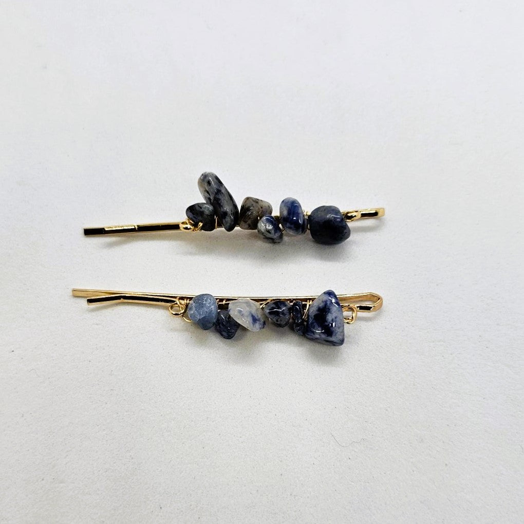 Stonehenge Rock-Encrusted Hair Slide - Pair