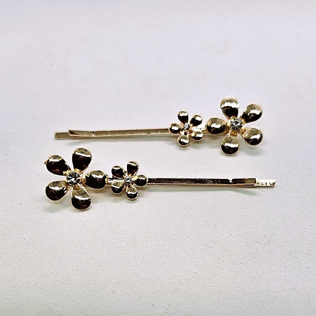 Freda Floral Metal Hair Slide - Pair