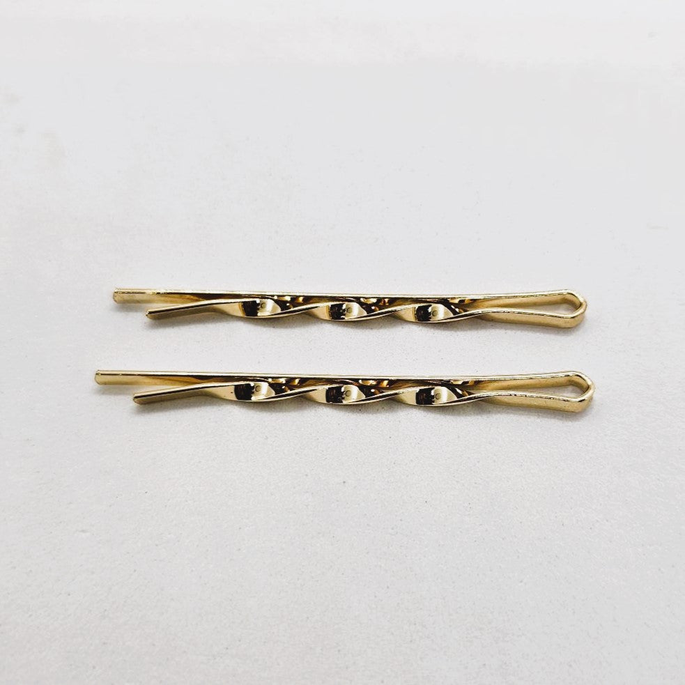 Twisted Basic Gold Hair Slide - Pair