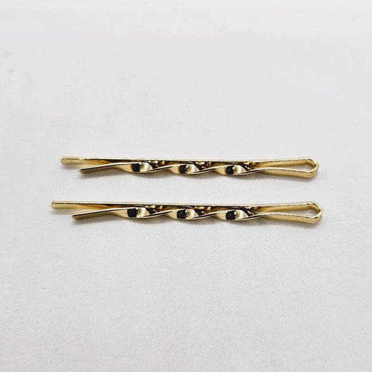 Twisted Basic Gold Hair Slide - Pair