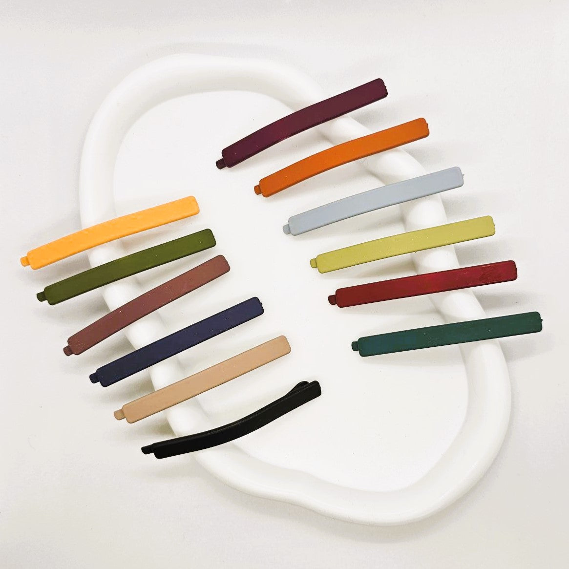 Olive Matte Resin Hair Slide - Pair