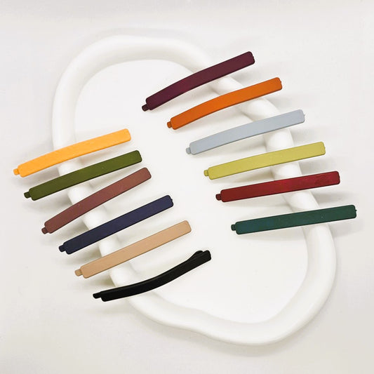 Olive Matte Resin Hair Slide - Pair