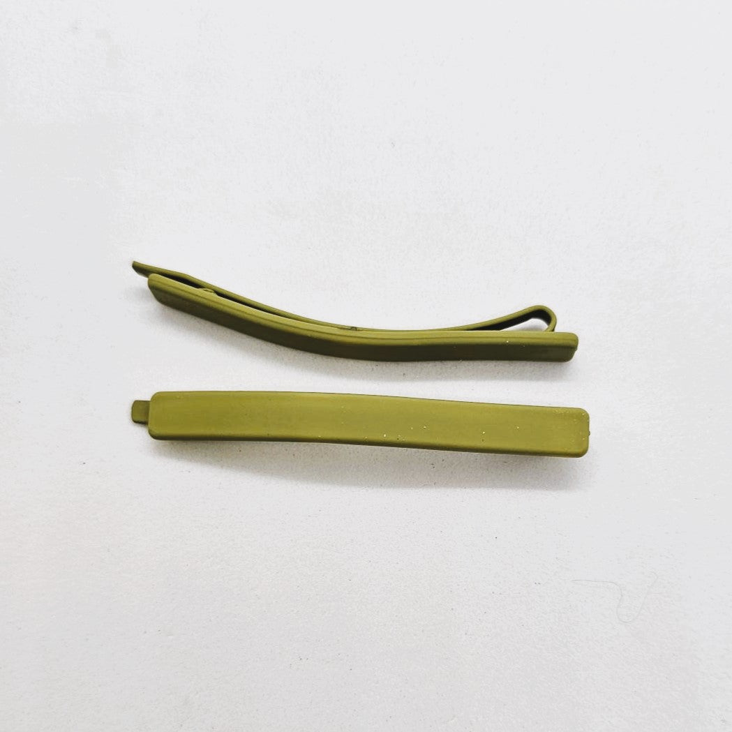 Olive Matte Resin Hair Slide - Pair