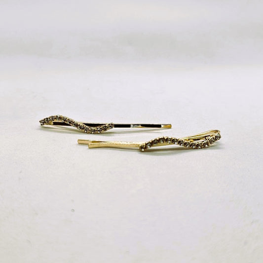 Ursula Gold & Diamente Hair Slide - Pair
