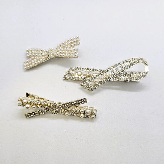 Whitney Premium Metal & Pearl Alligator Clip - Pair