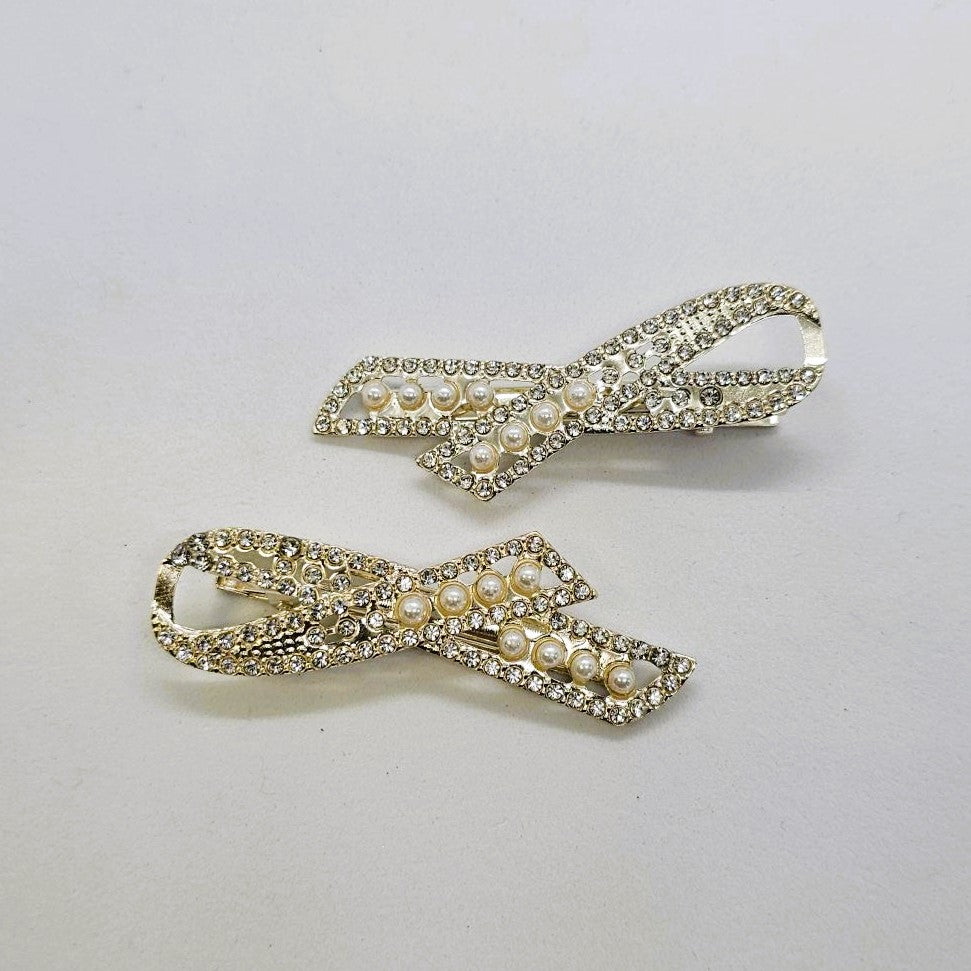 Whitney Premium Metal & Pearl Alligator Clip - Pair