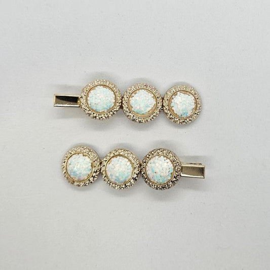 Opal Gold & Glitter Alligator Clip - Pair