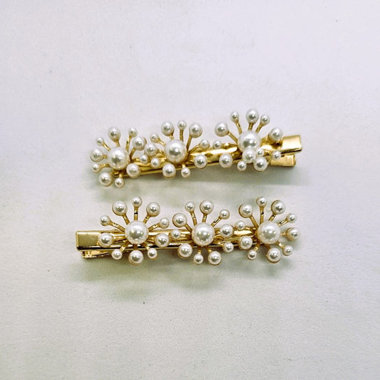 Camilla Gold & Pearl Alligator Clip - Pair