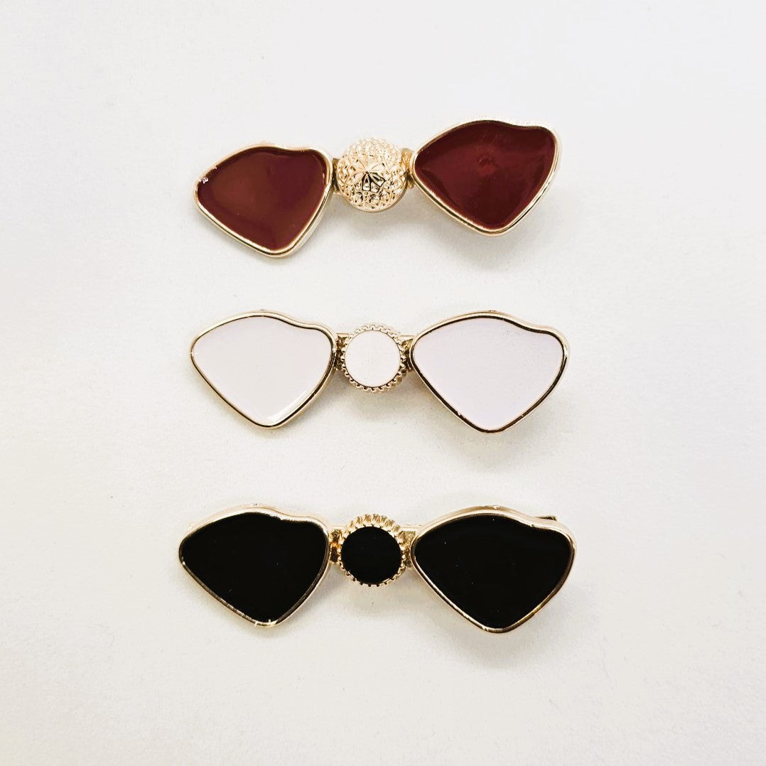 Bowtie Gold & Enamel Alligator Clip - Pair