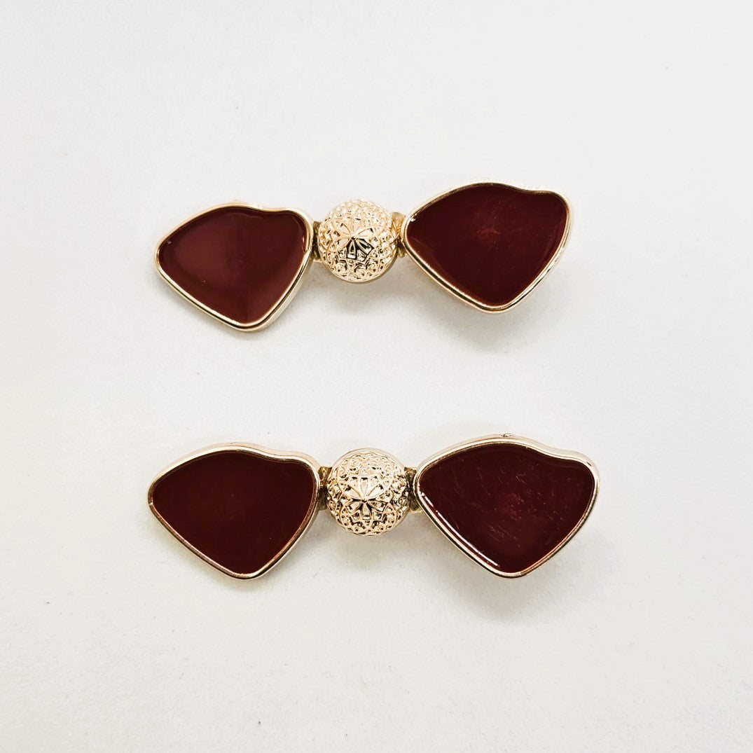 Bowtie Gold & Enamel Alligator Clip - Pair