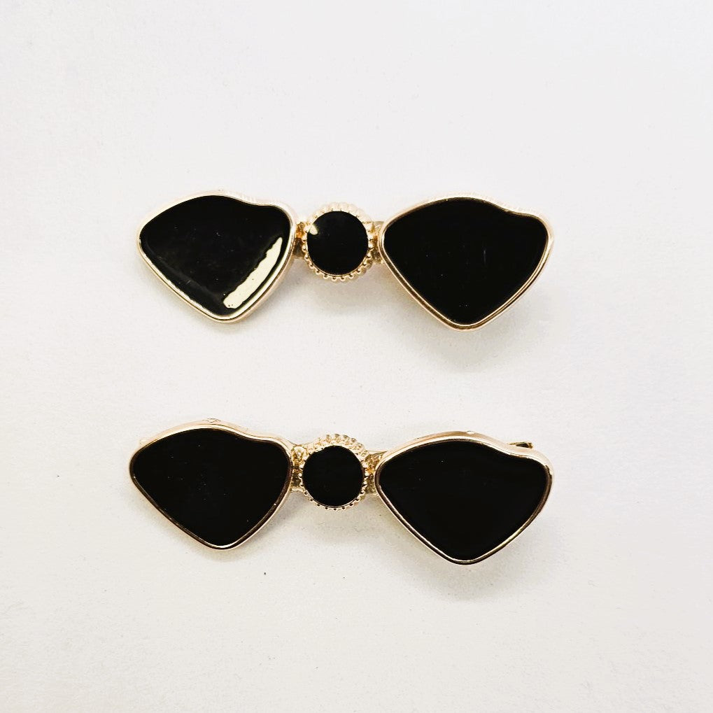 Bowtie Gold & Enamel Alligator Clip - Pair