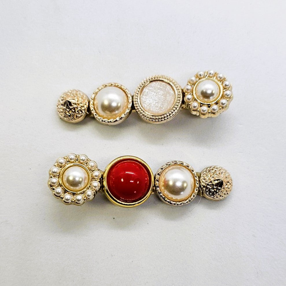 Faith Gold & Pearl Alligator Clip - Pair